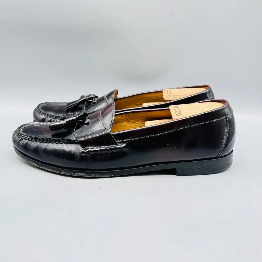 Cole Haan Shoes Mens 11.5 Burgundy Leather Tassel Loafers Dress Moc Toe Slip On